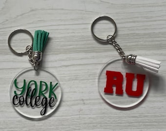 Custom College Keychain, Custom University Name Keychain, College Swag,  Senior Gift, College Graduate Gift, Graduation Gift