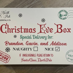 Christmas Eve Box for Kids, Personalized Christmas Gift for Kids, Christmas Eve Gifts, Christmas Eve Fun, Magic Reindeer Food