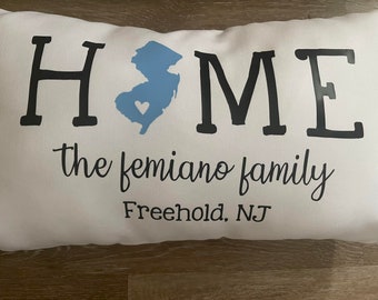 Personalized State Pillow Case, Family Name Pillow Case, Home Pillowcase, Hometown Pillow Case, Gift for  Neighbor