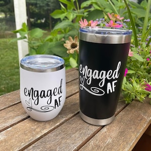 Couples Engagement Tumbler Set, His and Hers Tumblers, White and Black Wedding Tumblers, Engagement Party Gift, Tumbler Gift Set