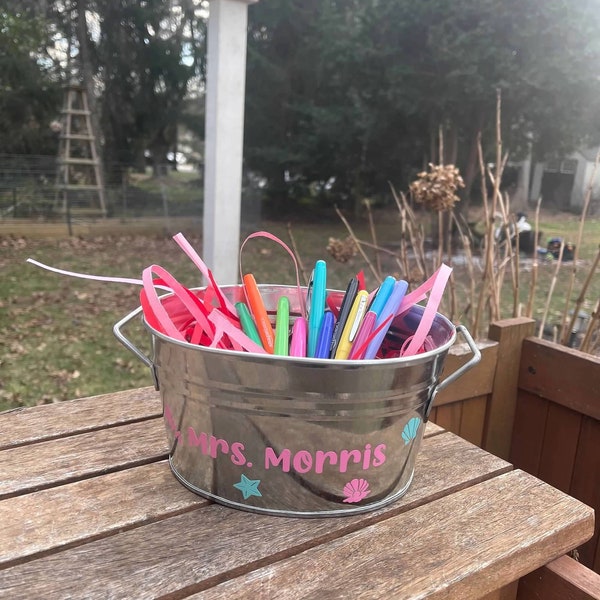 Personalized Teacher Storage Bucket, teacher Desk storage, Art Supply Bucket, Teacher Appreciation gift