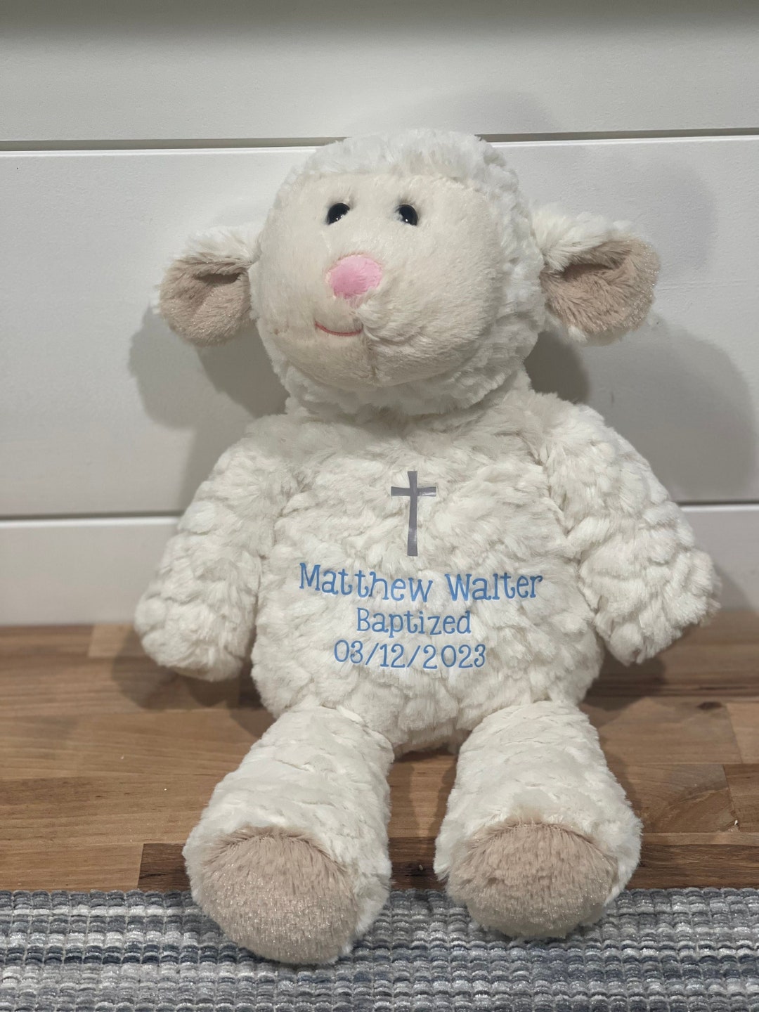 Baptism Lamb, Personalized Baptism Gift, Stuffed Lamb Baptized Gift