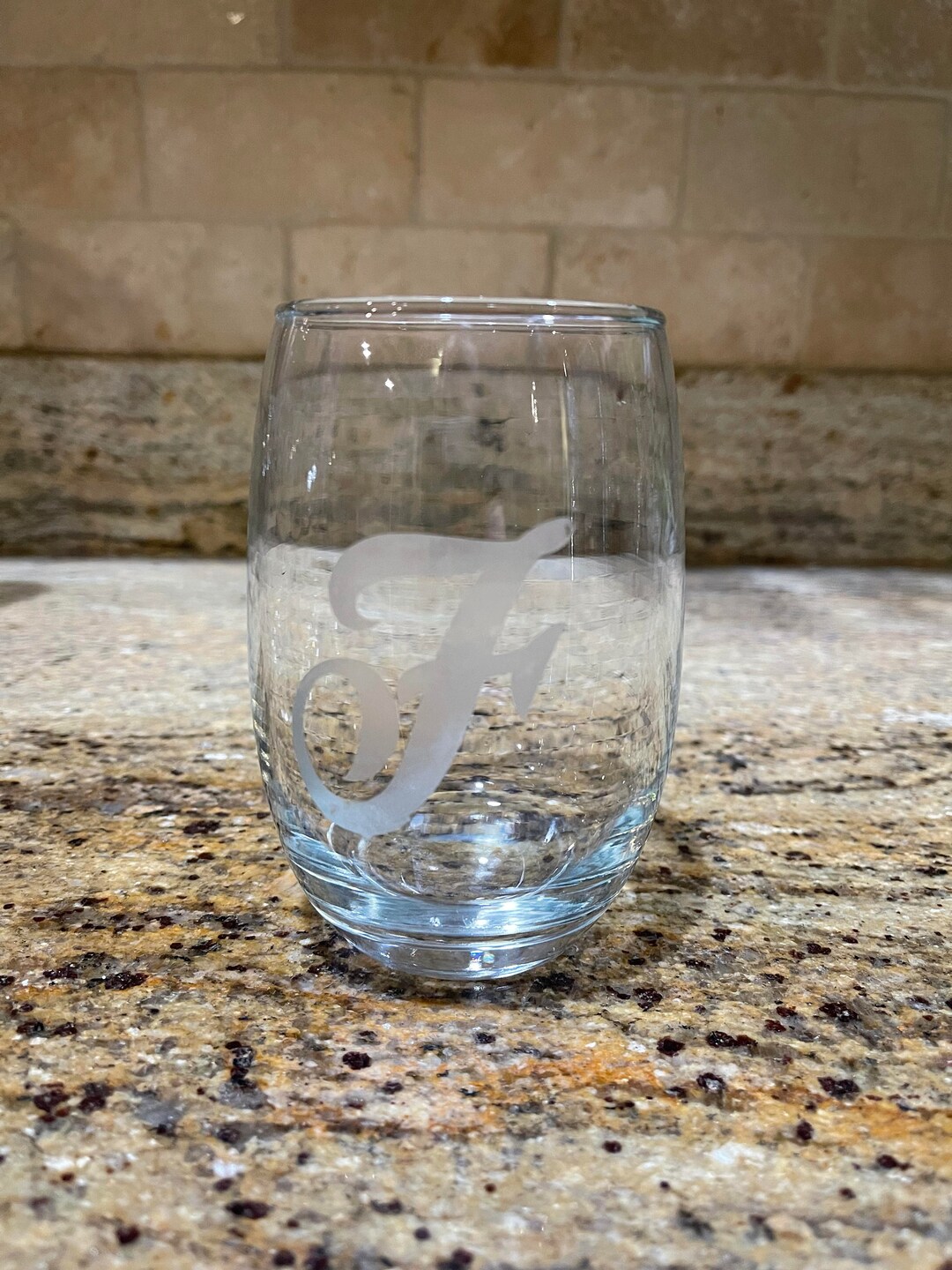 Glass Etched Initial Wine Glasses Initial Wine Glasses Etsy