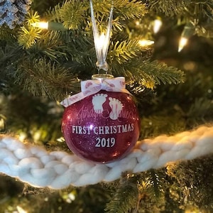 Baby&#39;s First Christmas Ornament 2022, Personalized Christmas Ornament, Handmade Christmas Gift, Baby&#39;s 1st Christmas Ornament