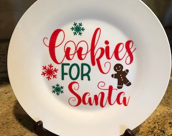 Cookies for Santa Teller | Weihnachtsplätzchen für Santa | Personalisierte Keksplatte | Personalisierte Weihnachtsplätzchen-Platte | Weihnachtsmann Gebäckteller