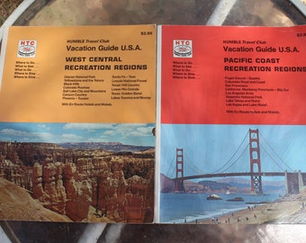 1971 Humble Oil HTC Humble Travel Club Vacation Guides USA for West Central and Pacific Coast Recreation Regions Lot of 2 Books