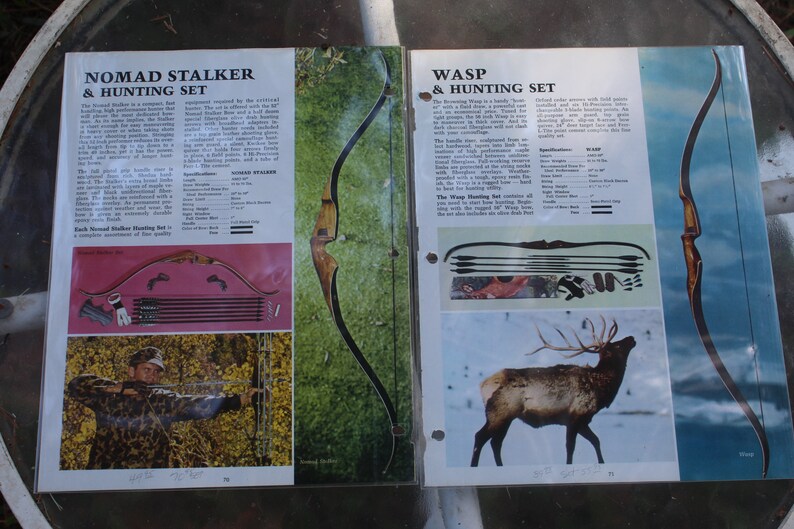 Original 1970s Browning Archery Catalog Pages With Bows, Equipment
