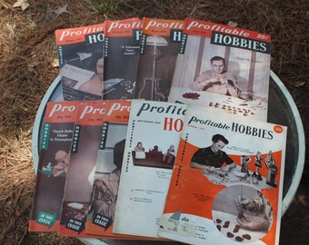 Profitable Hobbies Magazine January Through July 1954 and September, October, 1956  Crafts Magazines Lot of 9