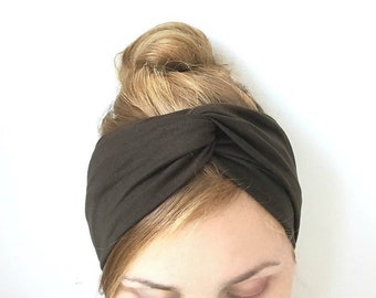 Brown Turban Headband, Womens Headbands, Yoga Headband, Turban Headwraps, Turband , Adult Headband, Turban Womens, Wide Boho Headband