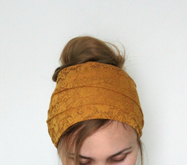 Mustard Head Scarf Lace Headwrap Long Head Scarves Tie Up Etsy