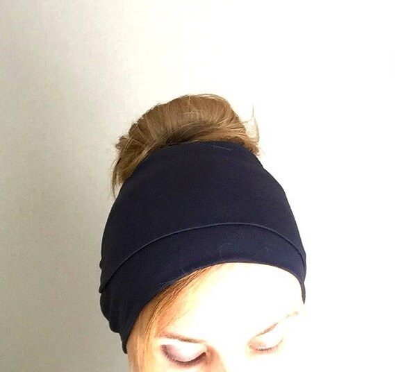 Dark Blue Head Scarf Jersey Headwrap Xl Extra Long Head Band Etsy
