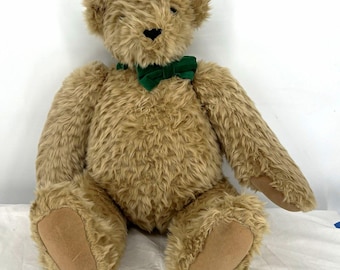 Vermont Teddy Bear 3 ft / 36 in Tan Plush Bear w/ Green Bow Tie Vintage 2000-09