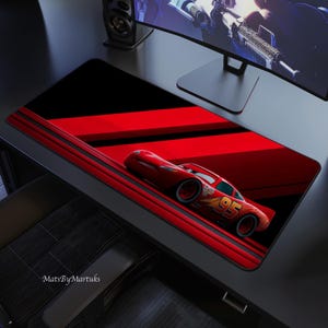 Lightning McQueen Mouse Pad, Disney Pixar Cars Desk Mat, Cars Gaming Mousepad, Red Racing Desk Pad, Race Car Fan Gift, PC Decor