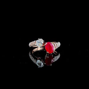 Oval Cut Lab Grown Diamond Engagement Ring with Ruby | 2.00 CT D Colour VVS2 IGI Certified Diamond Ring