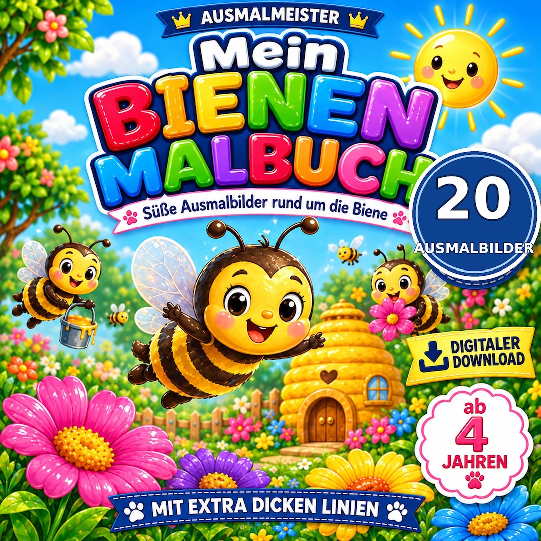Bee Coloring Pages for Kids | 20 Pages PDF | Instant Download - Etsy