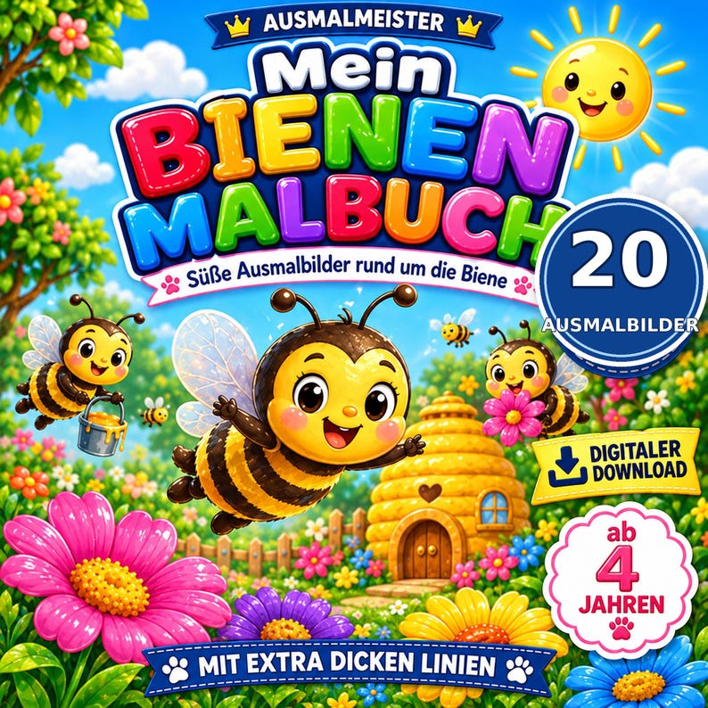Bee Coloring Pages for Kids | 20 Pages PDF | Instant Download - Etsy
