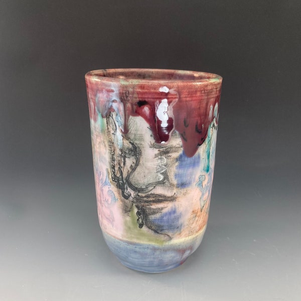 Multicolored Vase with Face