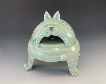 Green Cat Sculpture