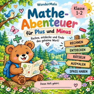 Math workbook for children – practicing addition and subtraction, math exercises for grades 1 and 2, printable PDF