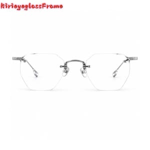 May include: Rimless spectacles featuring a silver-toned metal frame with an octagonal lens shape. The bridge and temples are thin and metallic, and the text "KirieyeglossFrame" is visible in the upper left corner of the image.