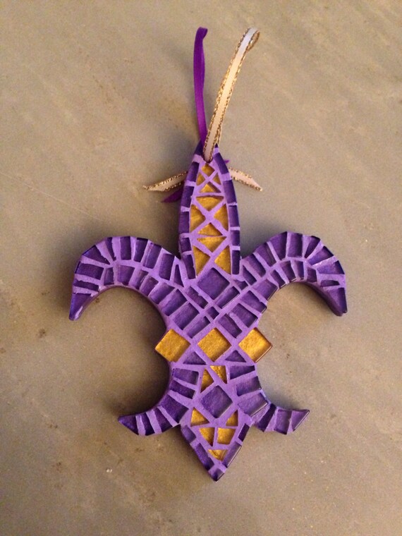 Items similar to Purple Gold Fleur de Lis Ornament, New Orleans ...