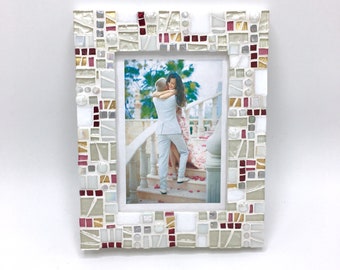 Wedding Gift Idea, Unique Mosaic Picture Frame, Elegant 5x7 Frame, Anniversary Gift, Birthday Gift, Hostess Gift, Decorative Mosaic Frame