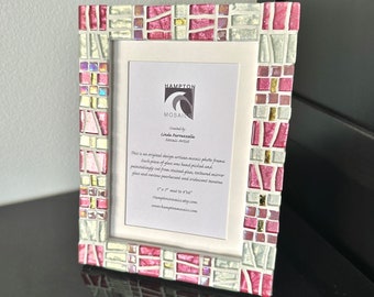 Pink with Gold Mosaic Picture Frame, New Baby Girl Gift, Teen Girl Gift For Her, Mother’s Day, Birthday Gift, Nursery Frame