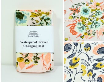 Baby Changing mat, diaper changing, nappy, travel changing pad, travel, waterproof changing mat, baby, baby girl, floral, flowers, peach,
