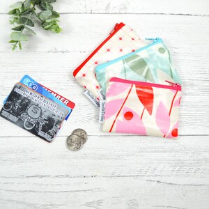 Coin purse, runner purse, tiny zip bag, small zippered pouch, laminated waterproof bag, stocking stuffer, gift card holder waterproof wallet image 2