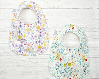 Baby Bibs, Bib, Flower Bibs, floral bibs, modern flower bib, newborn baby gift, baby shower, cotton baby bib, handmade bib, gifts under 20