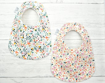 Baby Bibs, Bib, Flower Bibs, floral bibs, modern flower bib, newborn baby gift, baby shower, cotton baby bib, handmade bib, gifts under 20