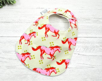 Horse bib, stallion bib, gift for equestrian, pony bib, mustang bib, food bib, feeding bib, drool bib, triple layered bib, modern bib