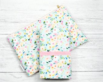 Changing mat, change pad, travel mat, floral change mat, pink, aqua floral, nappy change mat, flowers, diaper clutch bag, baby girl gift
