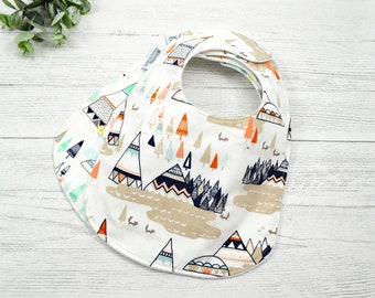 Babero bohemio para bebé, forro polar de algodón orgánico, estampado animal azteca