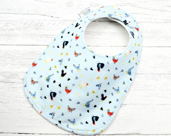 Animal bib, chicken bib, chick, gender neutral baby bib, baby shower gift, baby clothing, feeding bib, drool bib, gift for new baby, newborn