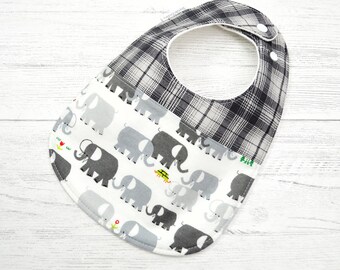 Elephant Baby Bib, Gender Neutral Jungle Print