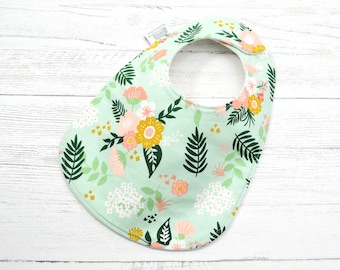 Baby Bibs, Flower Bibs, floral bibs, modern flowers, absorbent bibs, bibs for girls, spring bib, garden party bib, cotton bib, gift under 30