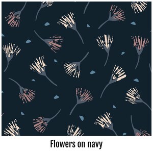Floral Wet Bag: Waterproof Cloth Diaper & Swim Bag Flowers on navy