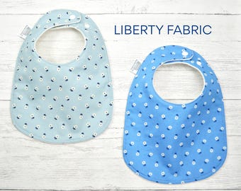 Liberty Fabric Baby Bib: Organic Cotton Fleece Backing, Adjustable Snaps