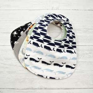 Patchwork Baby Bib: Organic Cotton Fleece, Animal Print