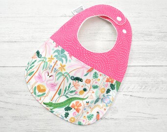 Jungle Animal Organic Cotton Baby Bib, Handmade Baby Shower Gift