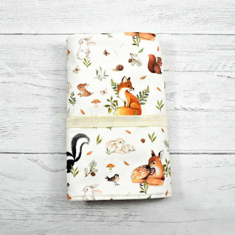 Changing mat, changing pad, travel changing mat, diaper changing, nappy, travel mat, waterproof changing mat, woodland animals, fox, deer image 7