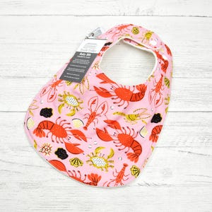 Lobster Baby Bib: Organic Cotton Fleece, Nautical Ocean Life
