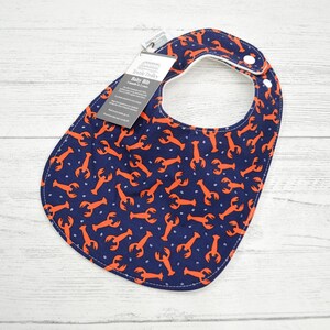 Lobster Baby Bib: Organic Cotton Fleece, Adjustable Snaps