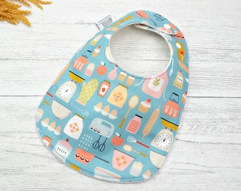 Baking baby bib, food lover, baker bib, foodie bib, newborn baby gift, baby shower gift, gift under 20, feeding bib, thick absorbent bib