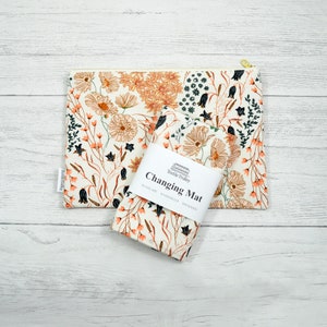 Floral diaper clutch and mat, baby gift set, baby changing mat, travel change pad, Waterproof change mat, changing mat, floral changing pad image 2
