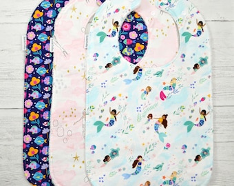 XL Toddler Bib: Mermaid and fish bibs, Self Feeding & Special Needs