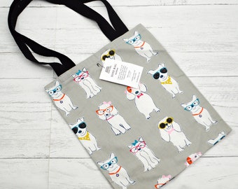 medium tote bag, lightweight shopping bag, kids bag, children's bag, dog bag, cotton canvas bag, reusable grocery bag, kids shopping bag,