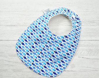 Blue Fish Baby Bib: Organic Cotton Fleece, 3-24 Months