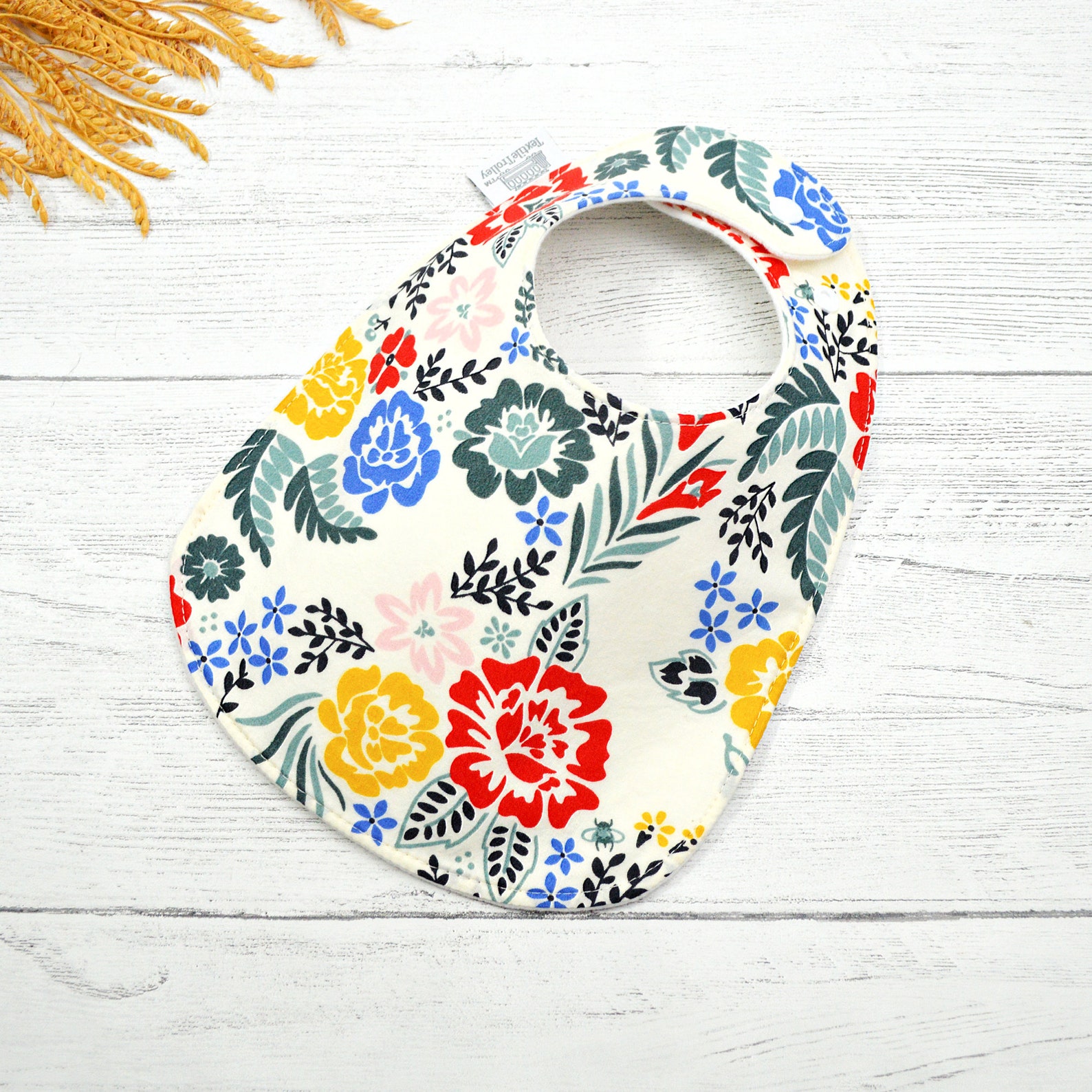 Organic Bib, Organic Baby Bib, Flowers, Organic Floral Bib, Organic ...